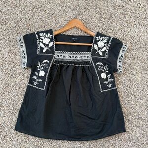 Madewell Embroidered Wildfield blouse in Black